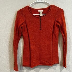 Sundance orange silk blend long sleeve top with buttons size petite xsmall